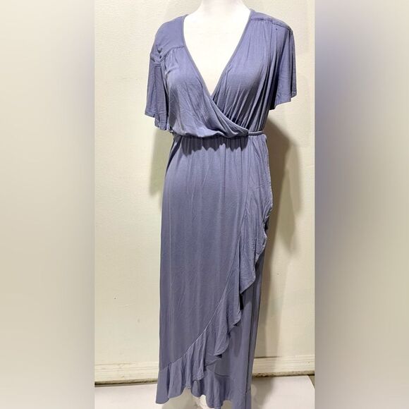 Isabel maternity dress muted blue flare raffle soft women’s M - Picture 2 of 8